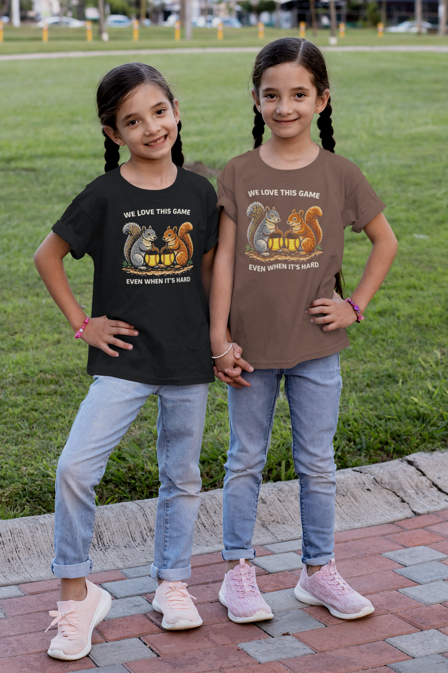 "We Love This Game, Even When It's Hard" Softball T-Shirt