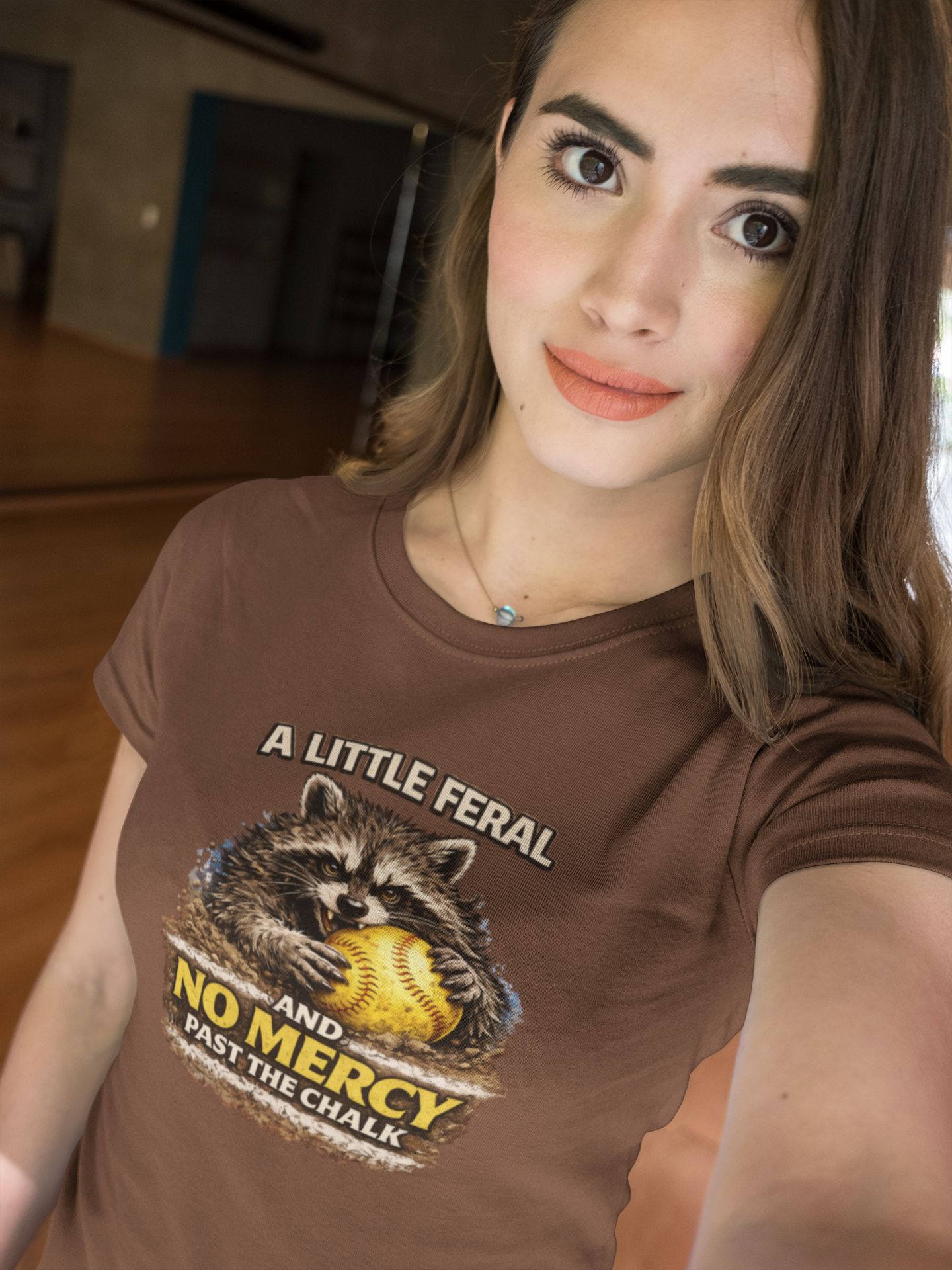 “A Little Feral and No Mercy Past the Chalk” Softball T-Shirt