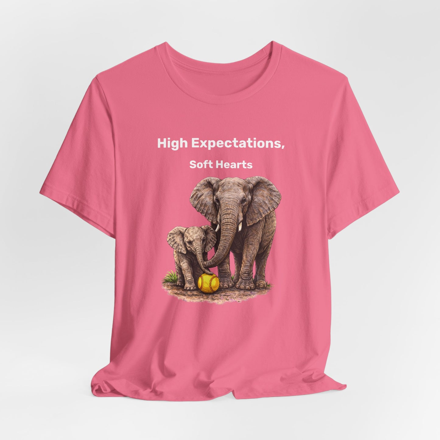 "High Expectations, Soft Hearts" Softball T-Shirt