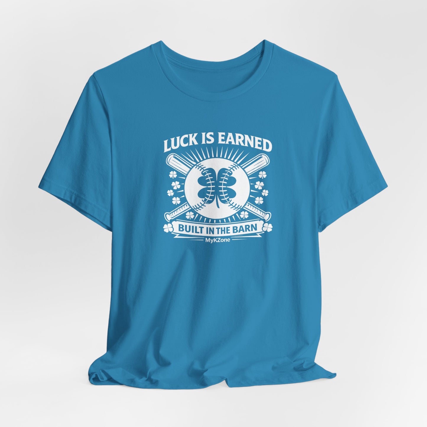 St. Patrick's Day Softball T-Shirt - "Luck is Earned, Built in the Barn" - MyKZone Training Facility
