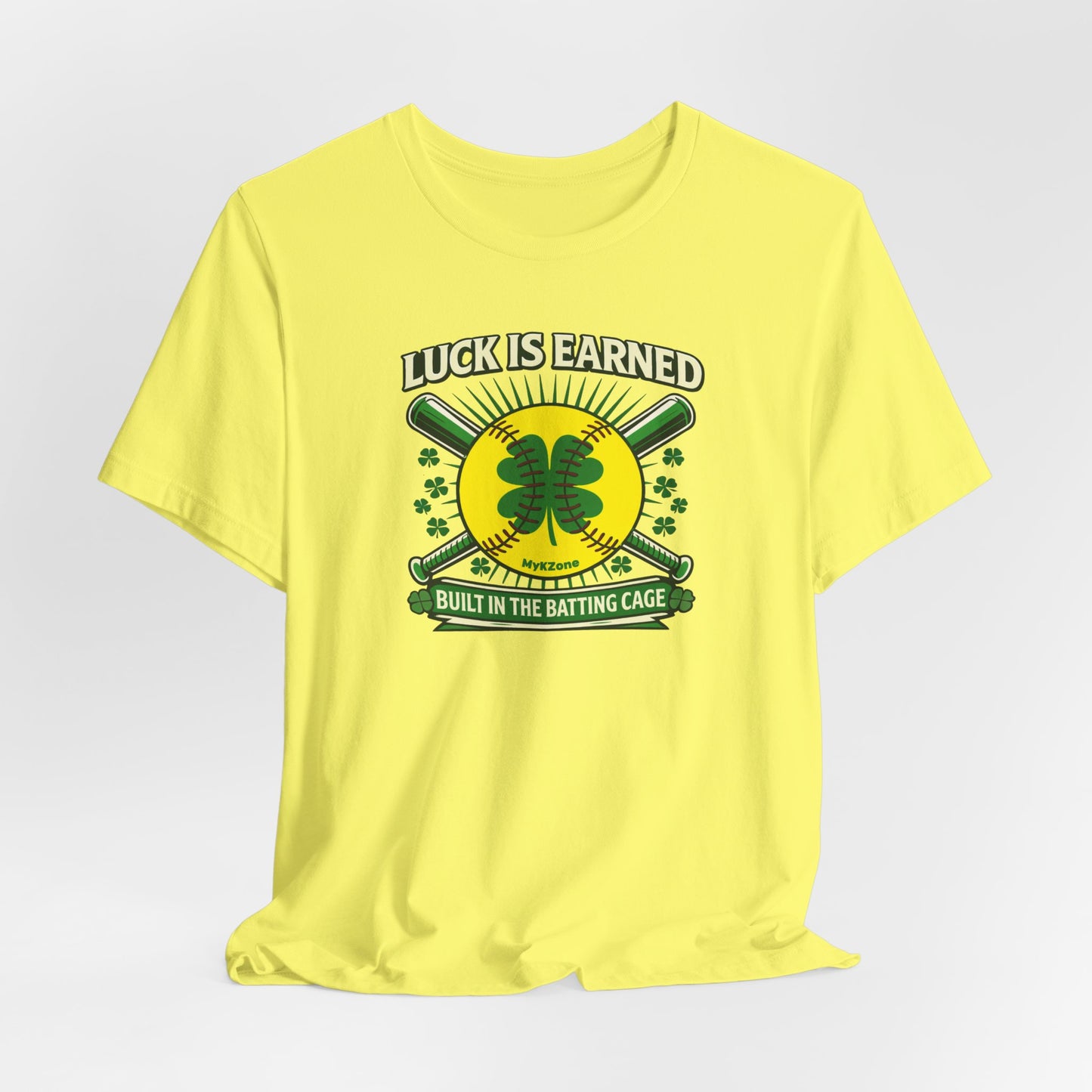 St. Patrick's Day Softball T-Shirt - "Luck is Earned, Built in the Batting Cage"
