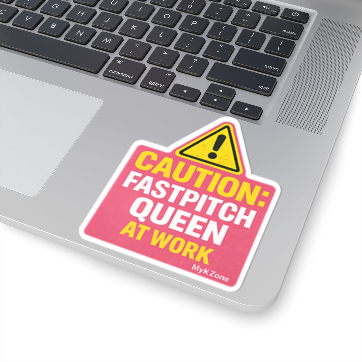 "Caution: Fastpitch Queen At Work" Softball Sticker