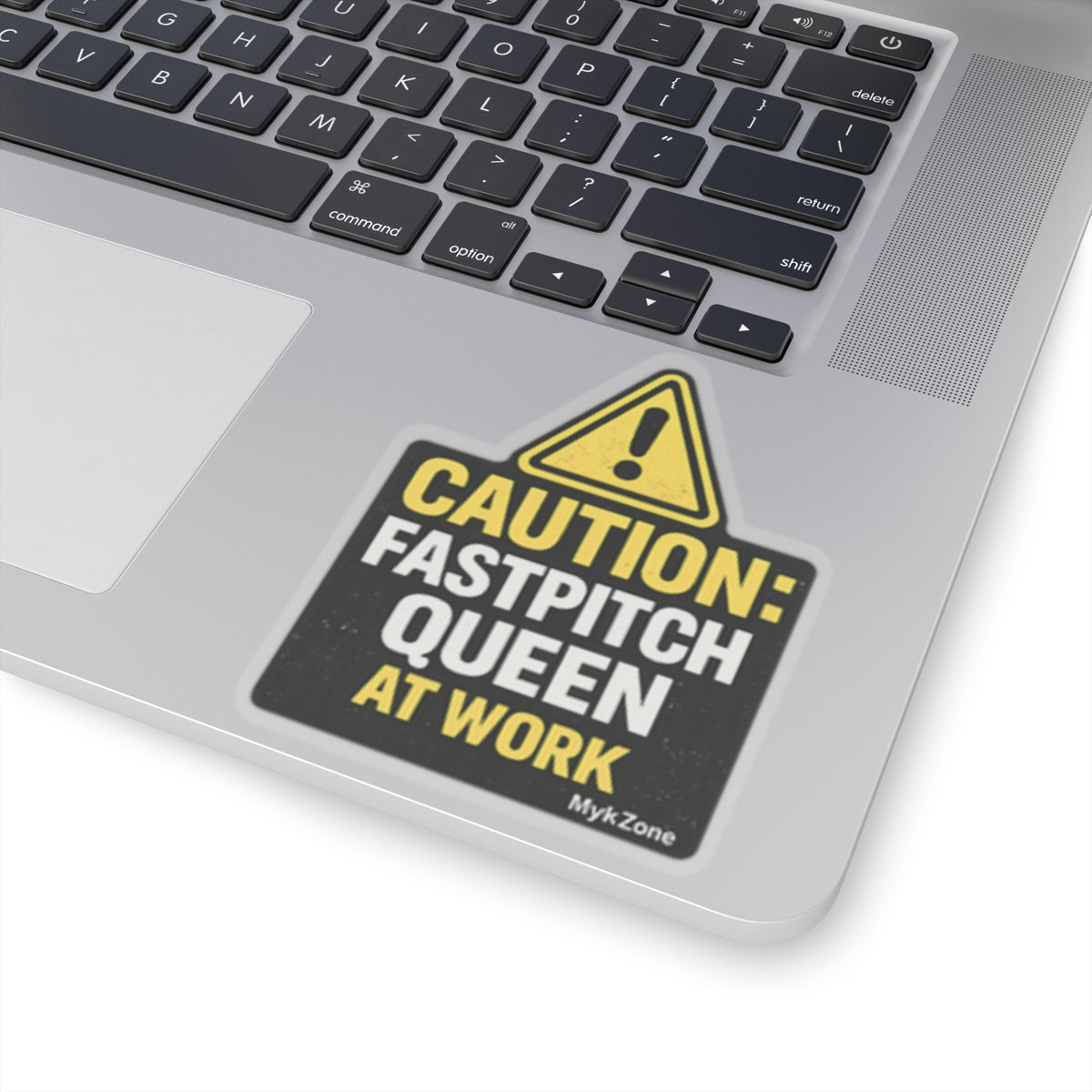 "CAUTION: Fastpitch Queen At Work" Softball Sticker