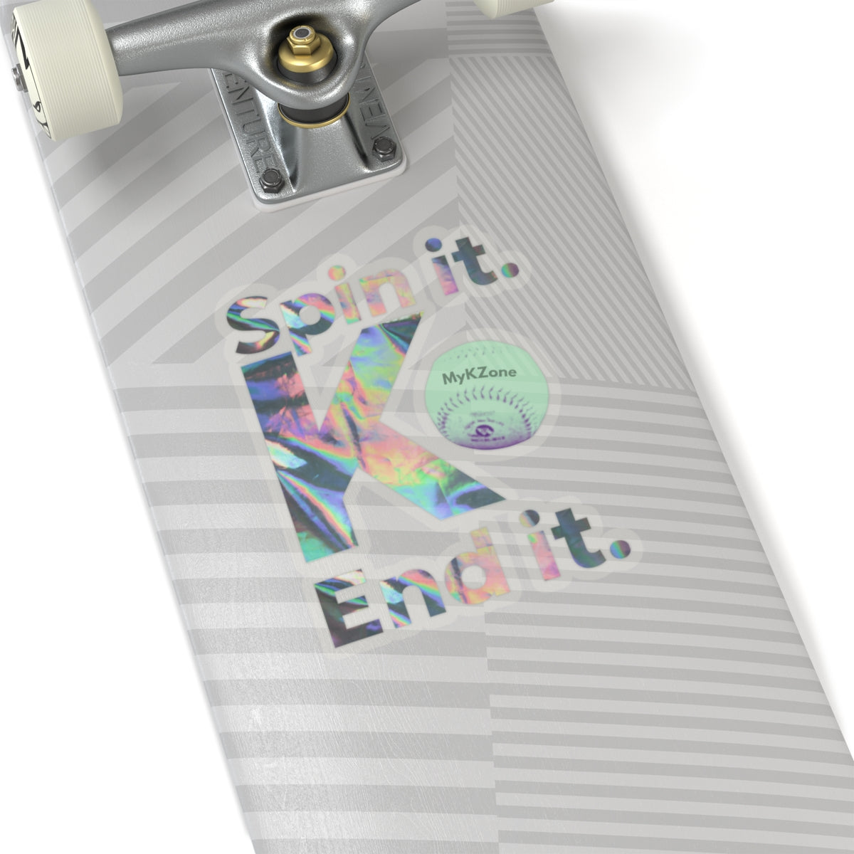 "Spin it. End it. K." Holographic Softball Pitcher Sticker