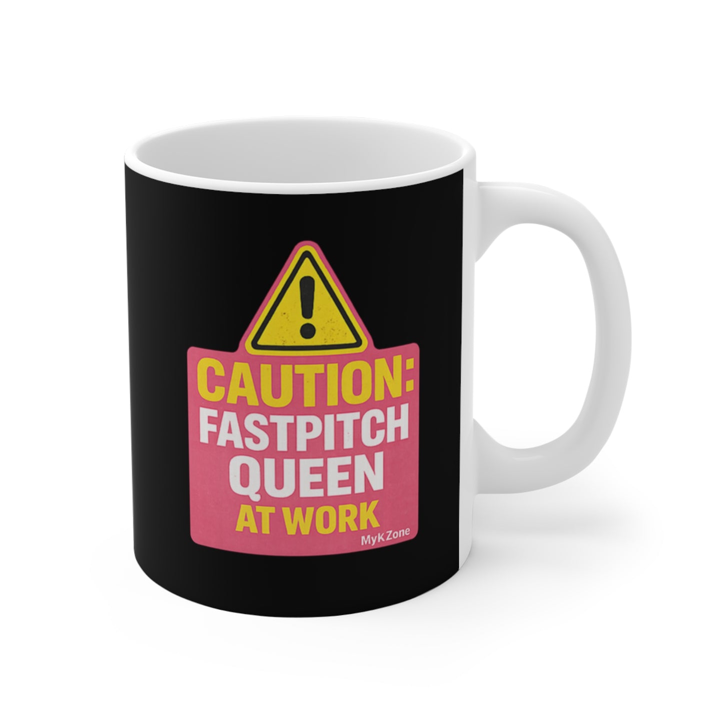 "Caution: Fastpitch Queen At Work" Softball Coffee Mug