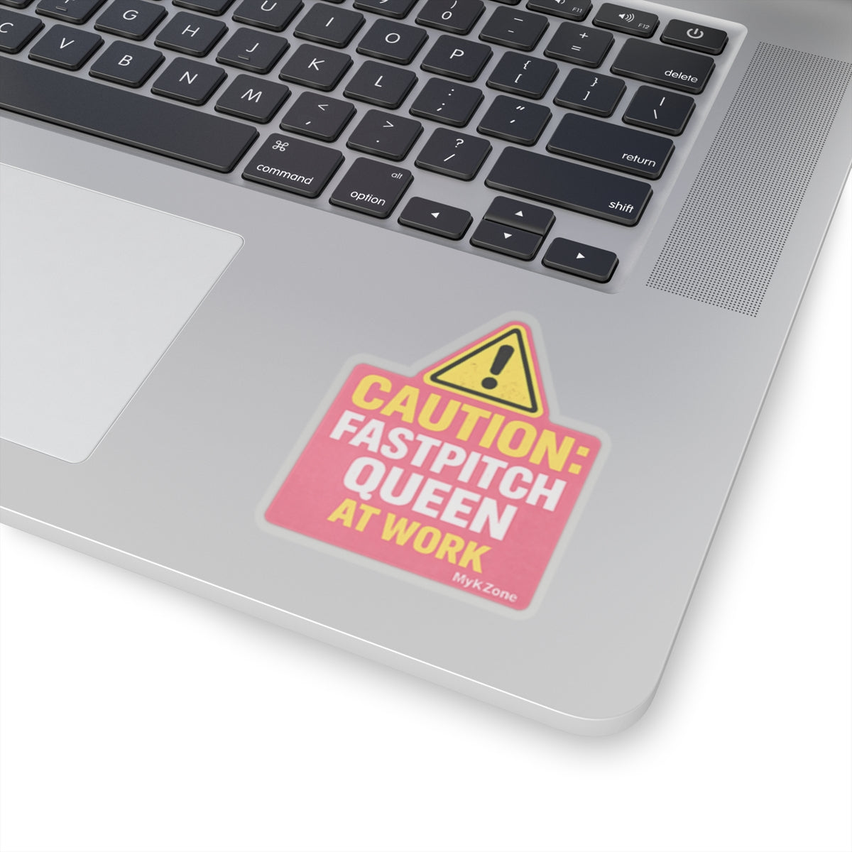 "Caution: Fastpitch Queen At Work" Softball Sticker