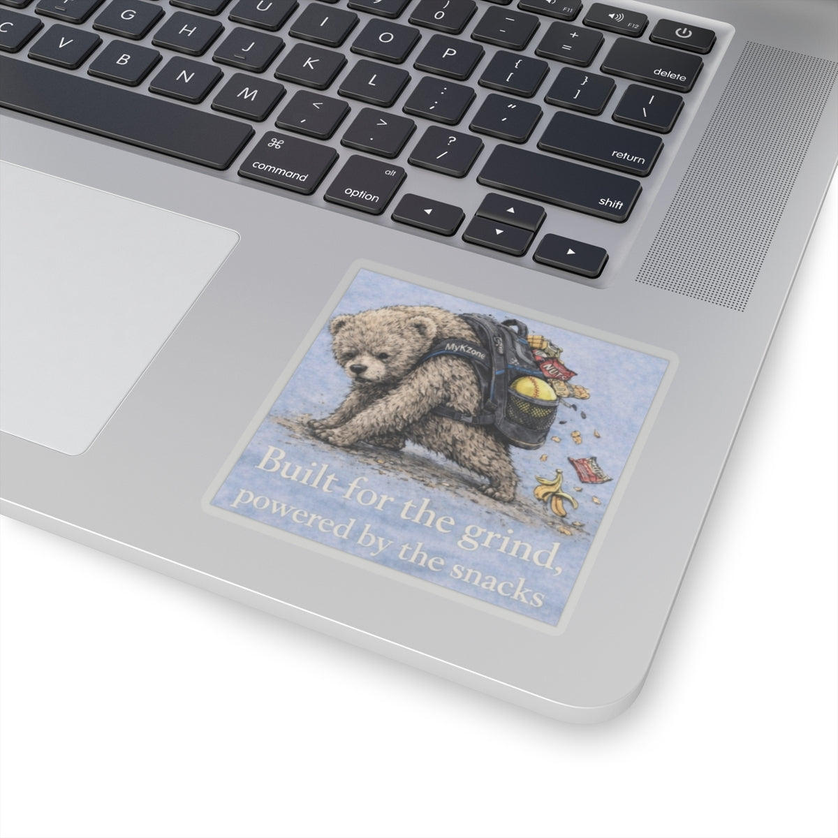 "Built for the Grind, Powered by the Snacks" Softball Bear Backpack Sticker