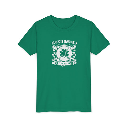 Youth St. Patrick's Day Softball T-Shirt - "Luck is Earned, Built in the Circle"