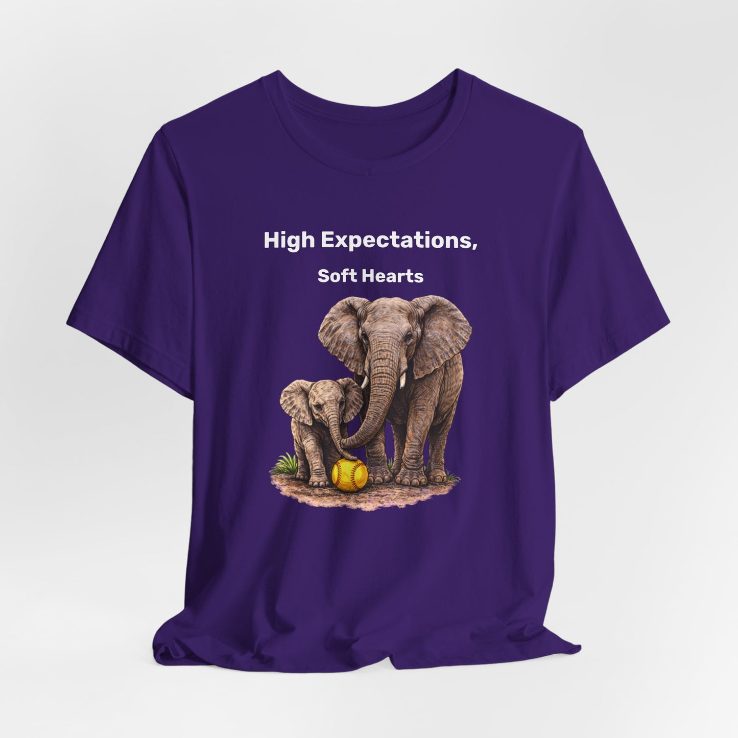 "High Expectations, Soft Hearts" Softball T-Shirt