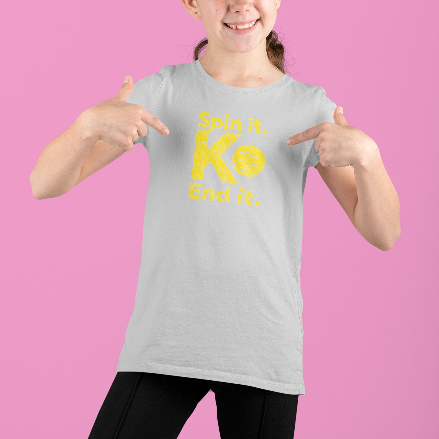 "Spin it. End it. K." Softball T-Shirt