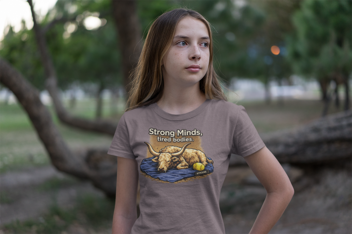 "Strong Minds, Tired Bodies" Softball T-Shirt