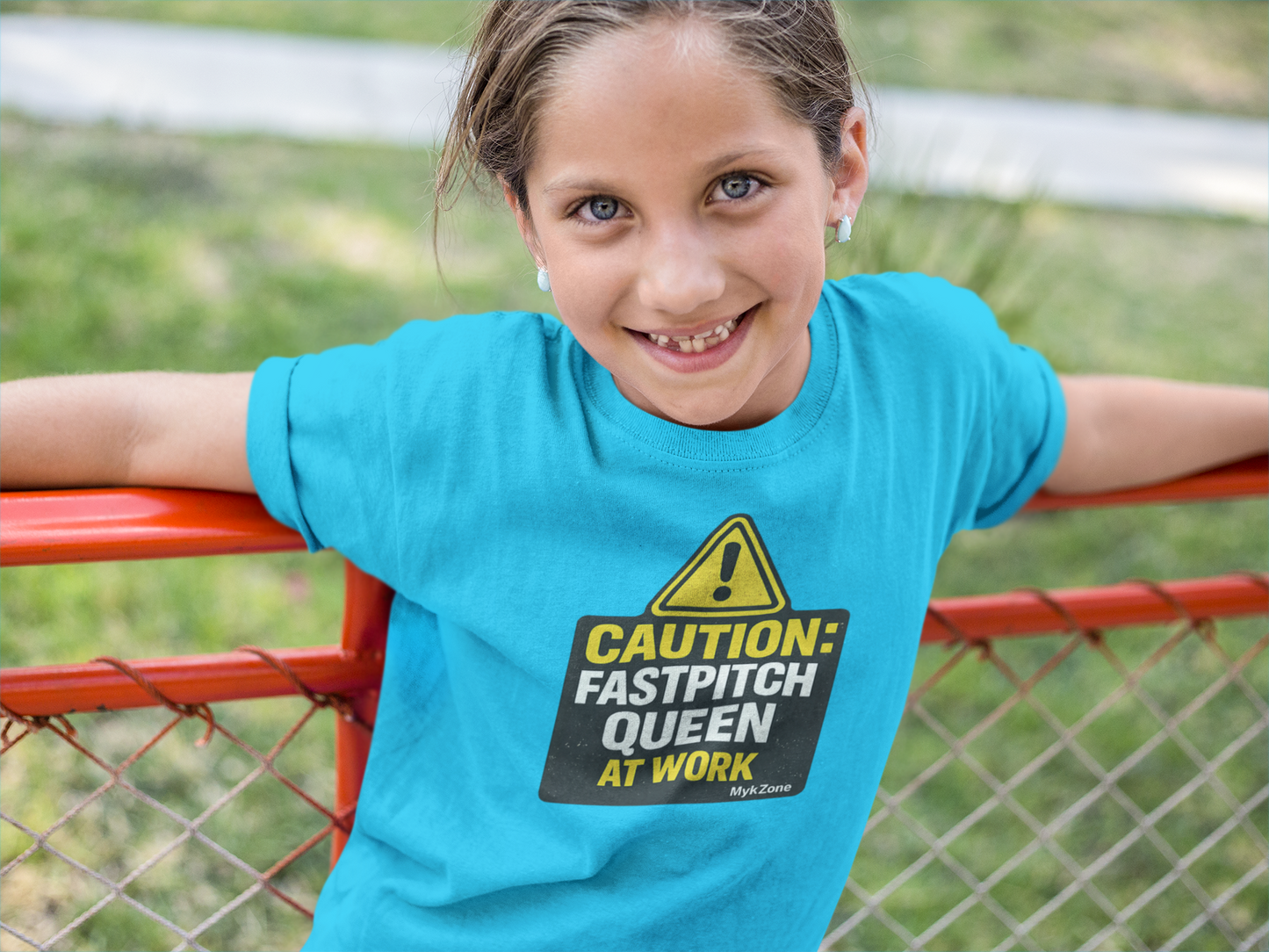 "Caution: Fastpitch Queen At Work" Fastpitch Softball T-Shirt