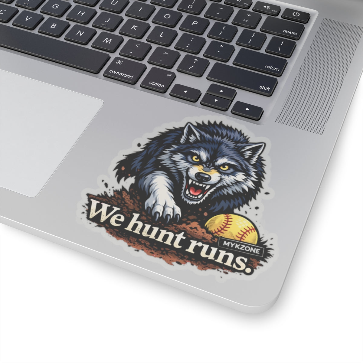 “We Hunt Runs.” Wolf Softball Sticker