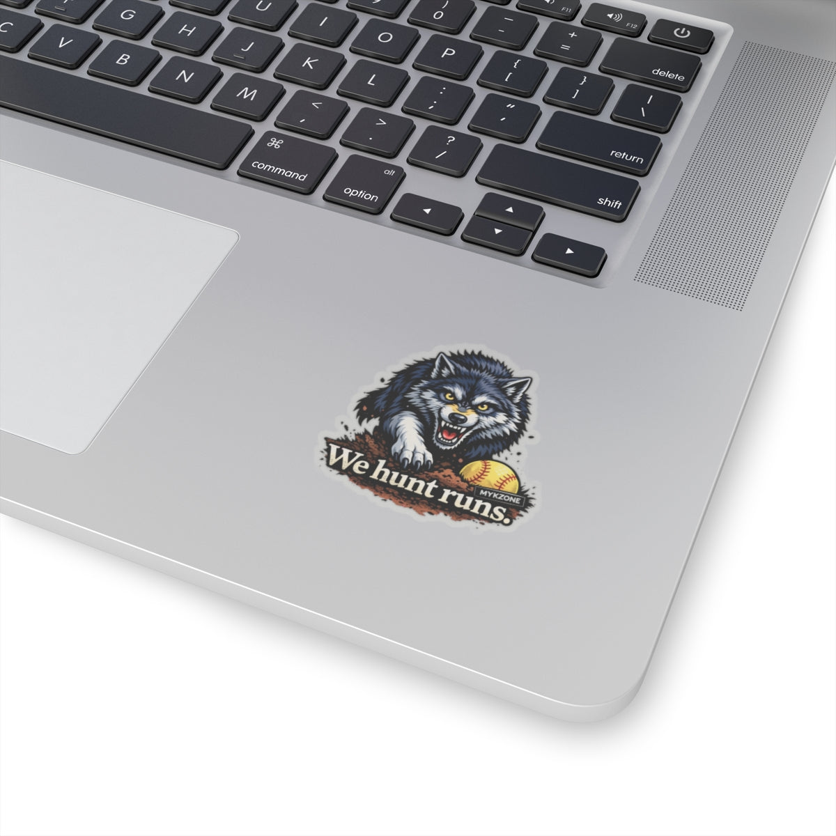 “We Hunt Runs.” Wolf Softball Sticker