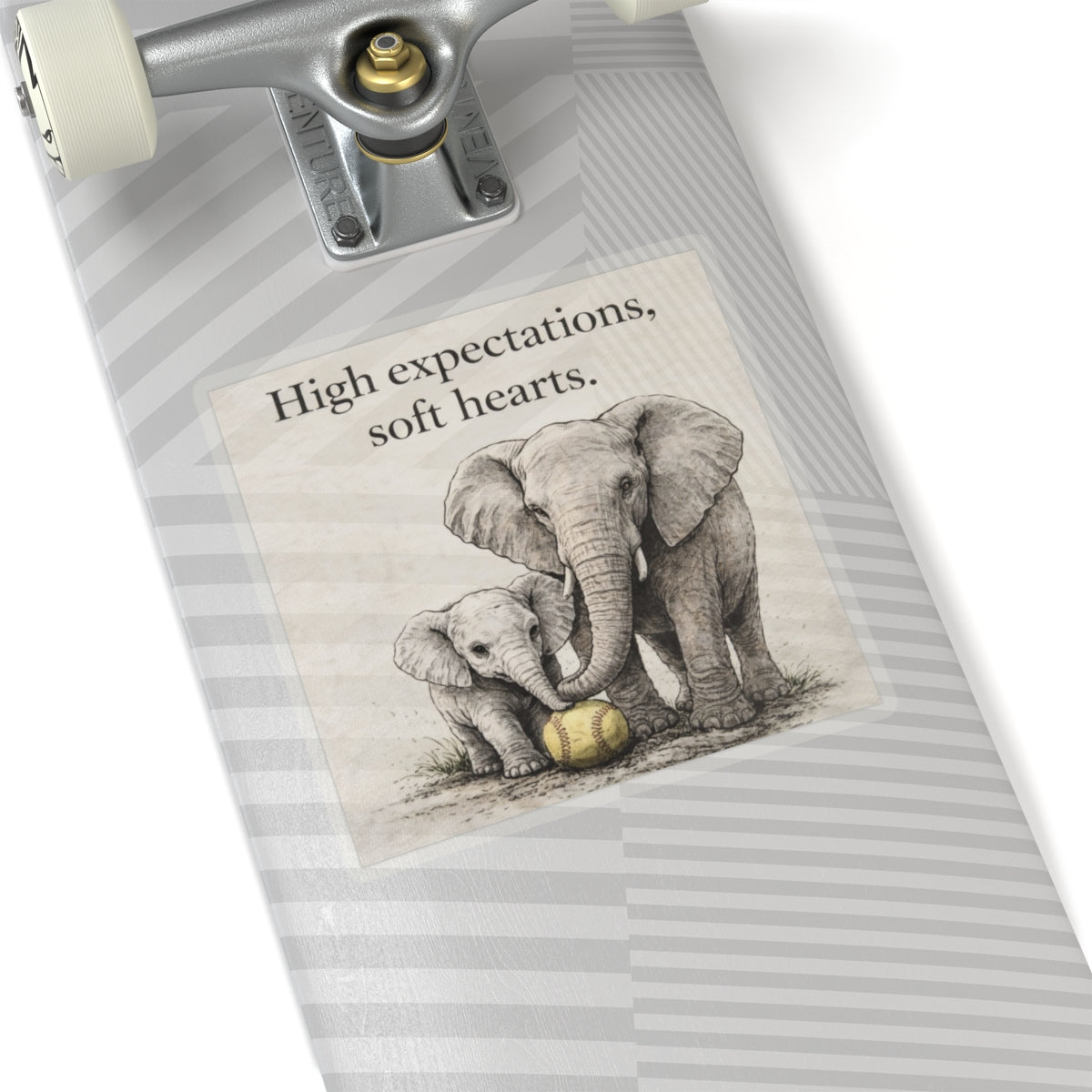"High expectations, soft hearts." Elephant Inspirational Sticker