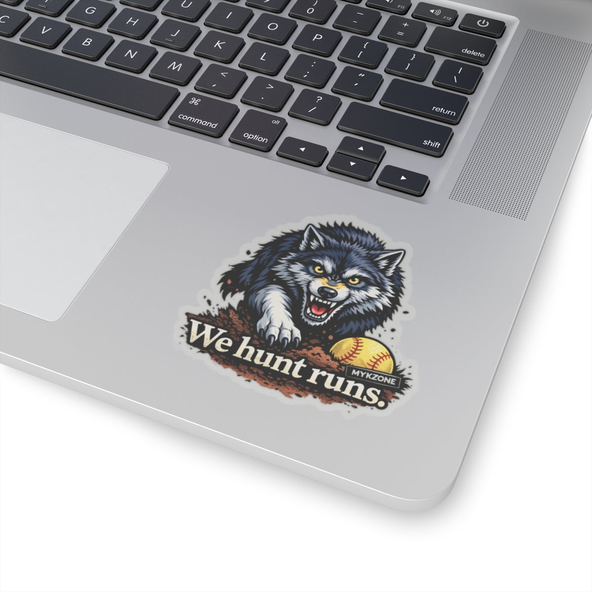 “We Hunt Runs.” Wolf Softball Sticker