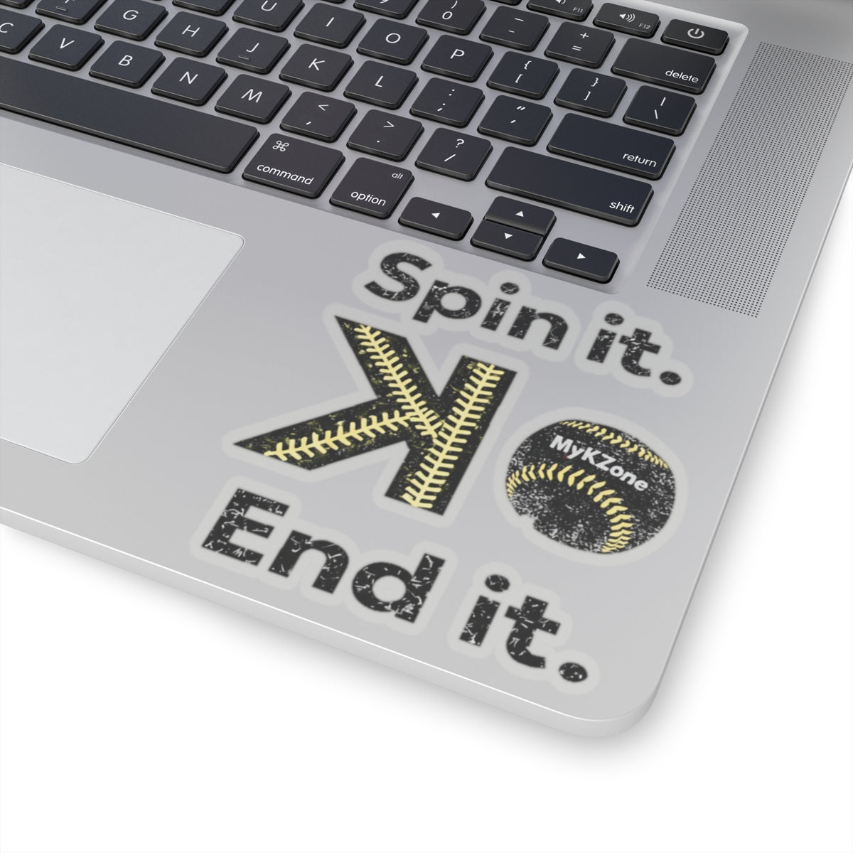 "Spin it. End it. K." Softball Pitcher Sticker