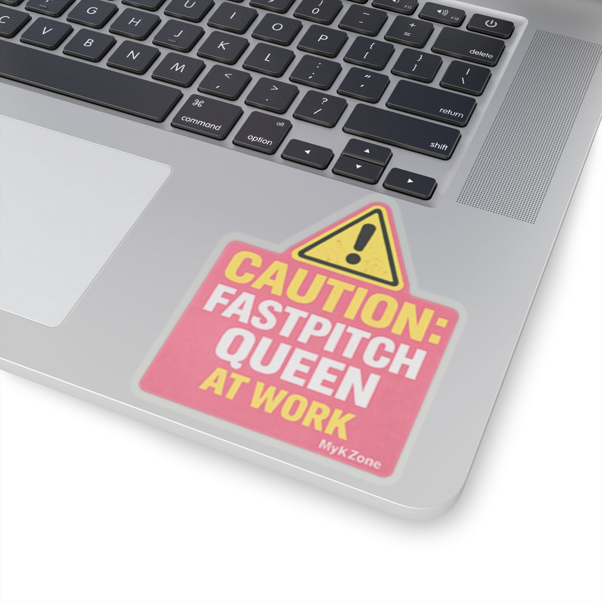 "Caution: Fastpitch Queen At Work" Softball Sticker