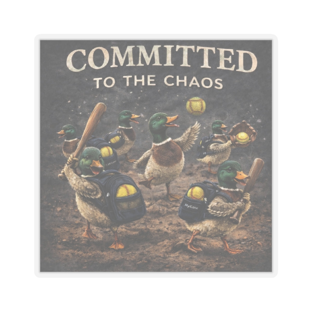 "Committed to the Chaos" Softball Duck Sticker