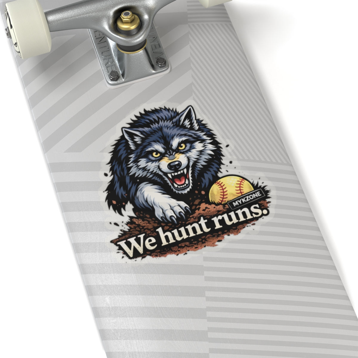 “We Hunt Runs.” Wolf Softball Sticker