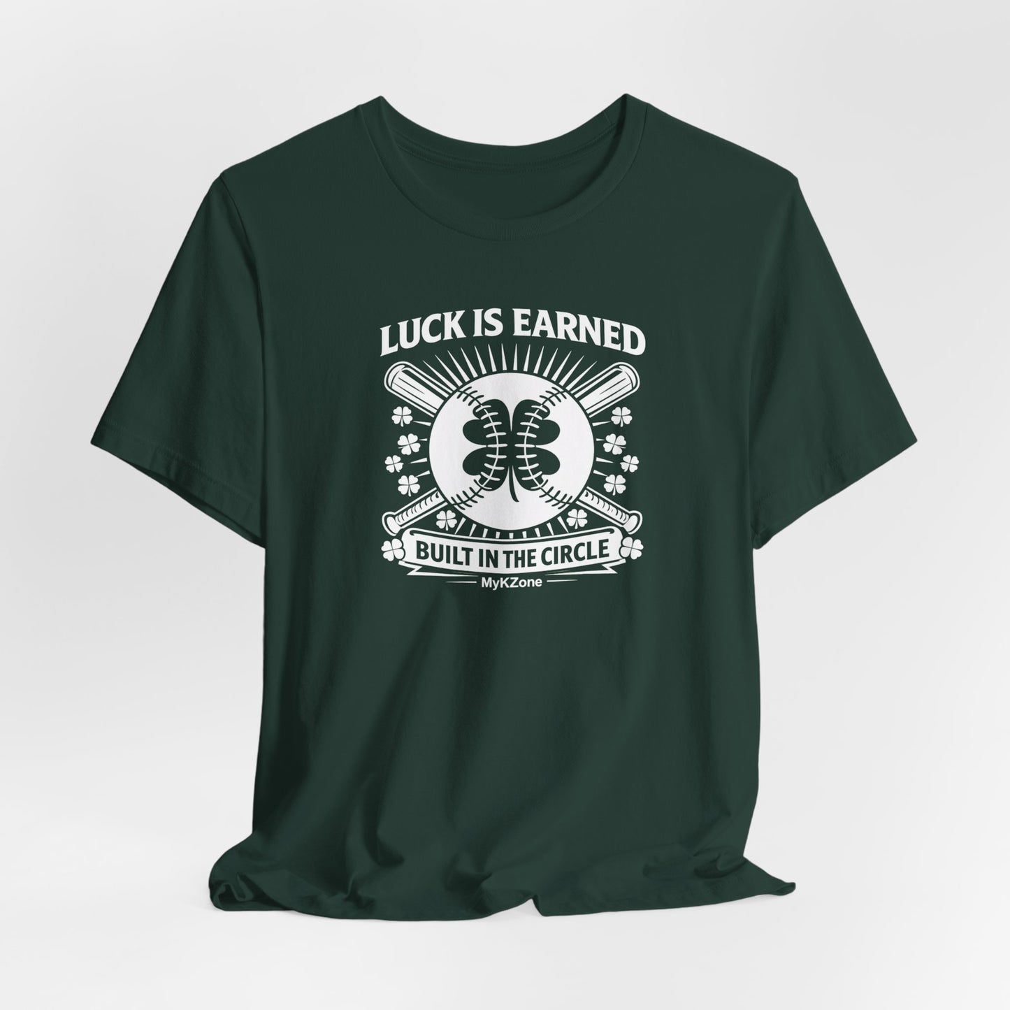 St. Patrick's Day Softball T-Shirt - "Luck is Earned, Built in the Circle" - Fastpitch Pitcher Shirt